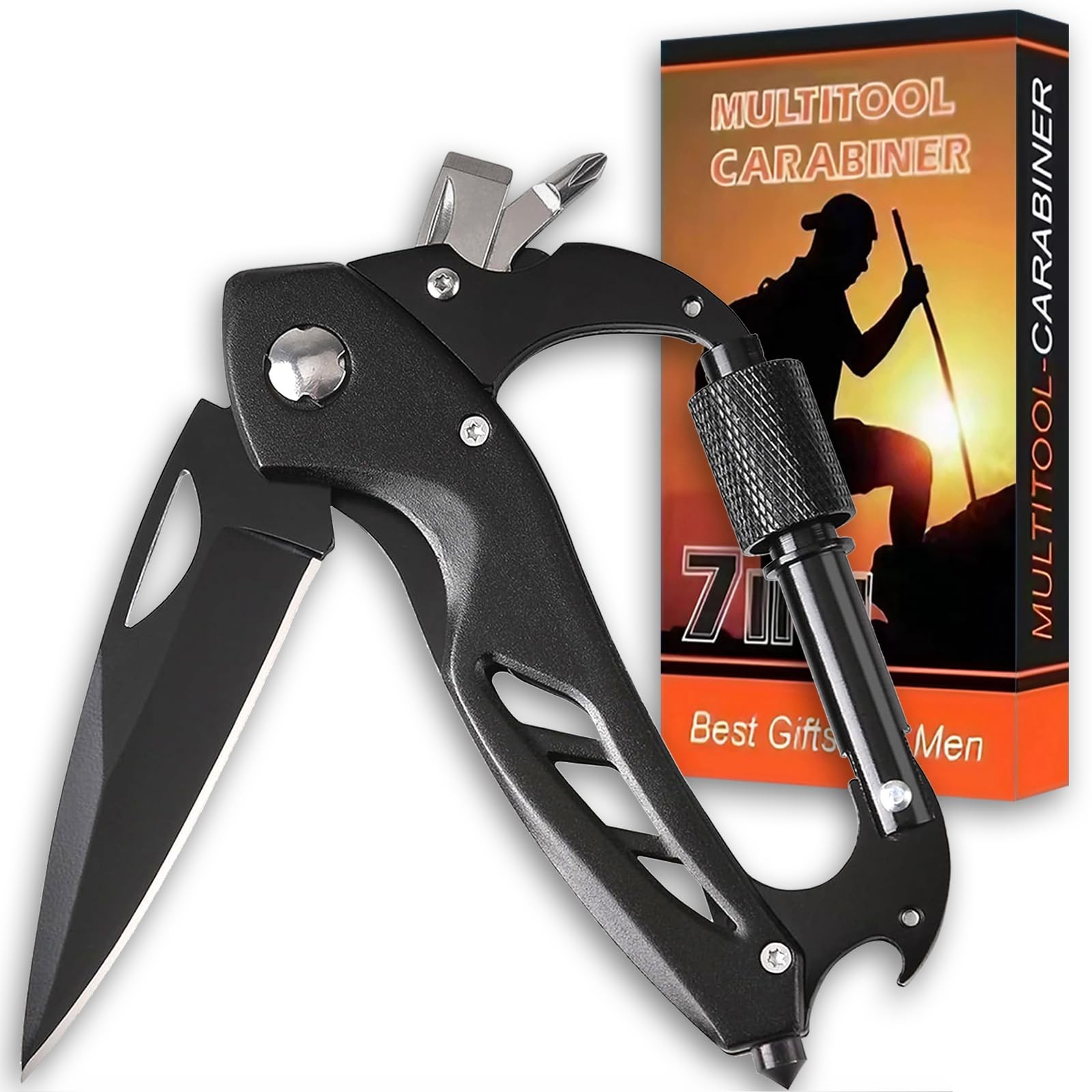 Carabiner with Knife, Multitool Carabiner Pocket Knife, Folding Sharp Knives,…