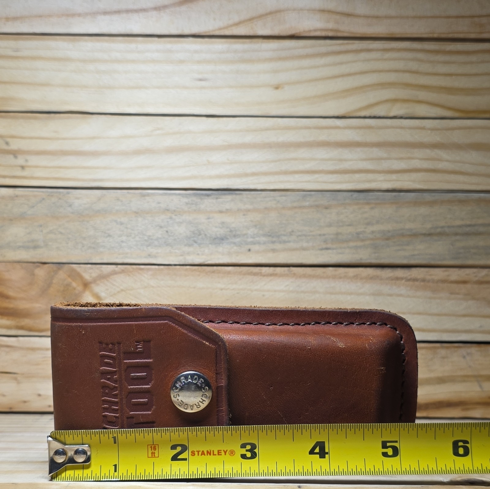 Vintage Schrade Brown Leather Belt Sheath Pouch w/ Snap Closure for Tool Carry