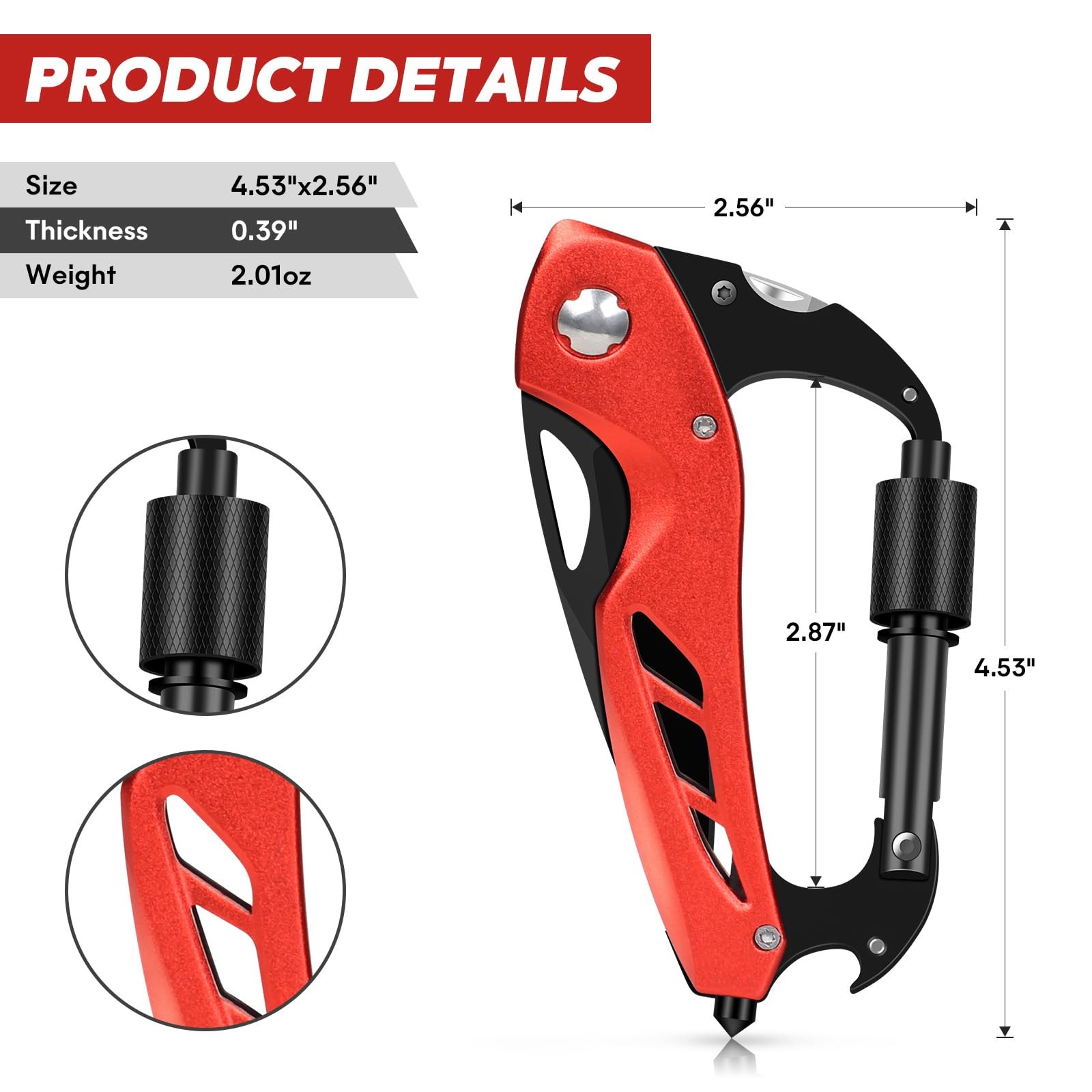 Multitool Carabiner with Pocket Knife, Survival Gear for Camping Hiking，EDC C…