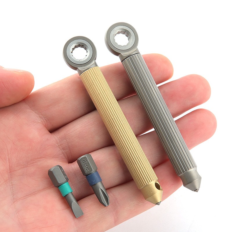 EDC Titanium Brass S2 Steel Multi Tools Card Screwdriver Pocket Outdoor Keychain