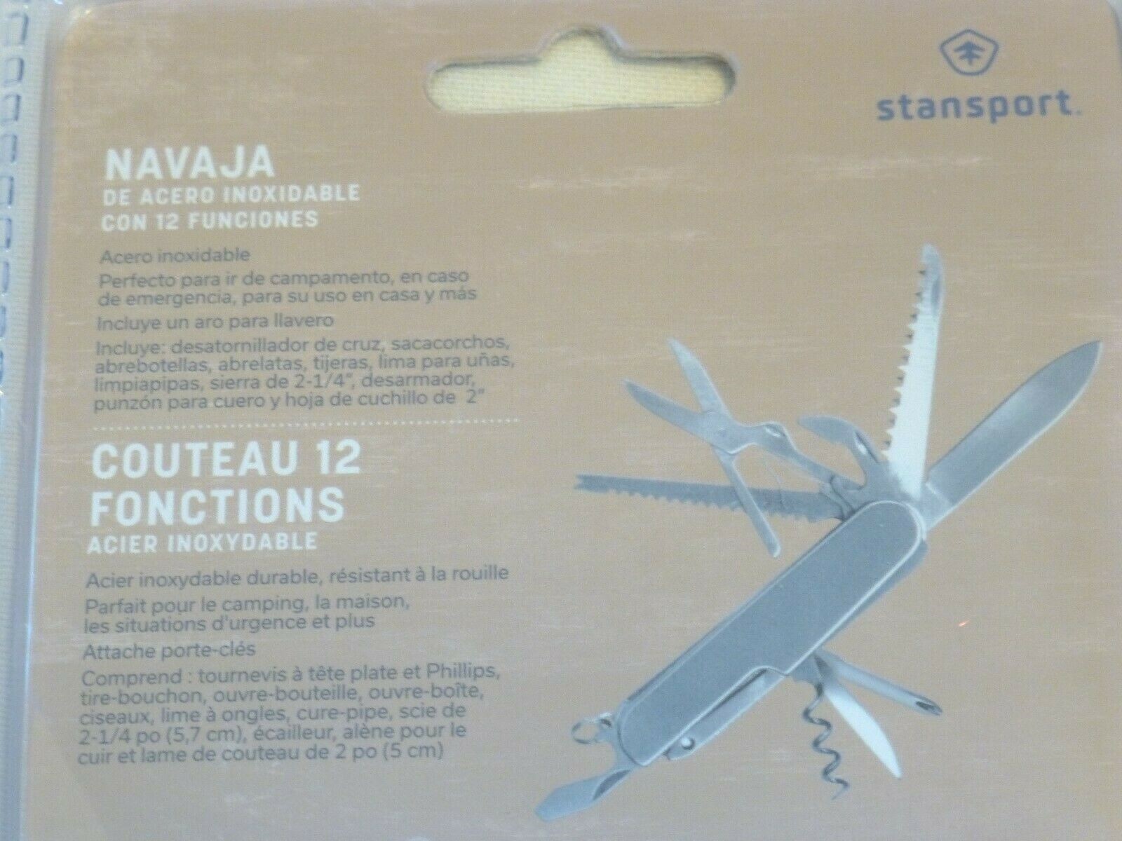 Stansport Stainless Steel 12 function knife NEW key ring attachment camping home