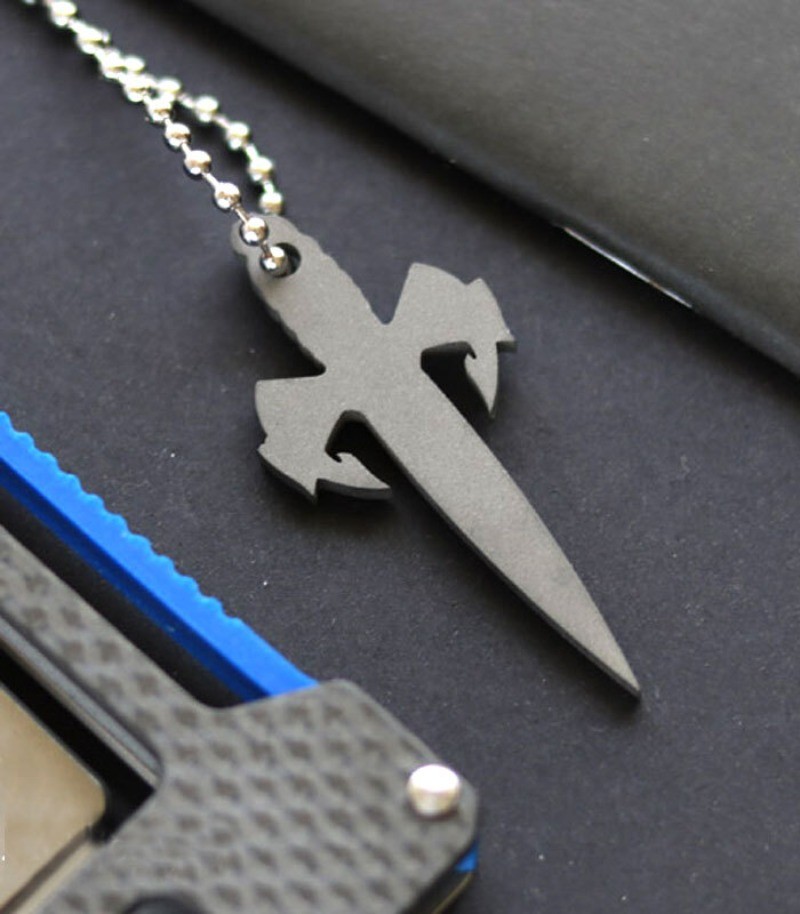 Fashion TC4 Titanium Alloy Microtech Dagger Keychain Necklace Pendant Bead Tool