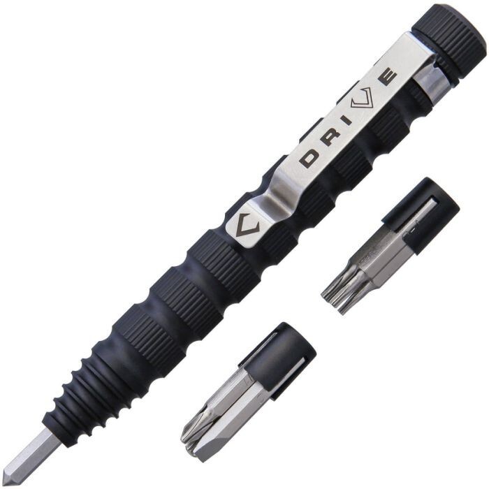V NIVES V-Drive Pen Black Aluminum Construction Includes Seven 0.13″ Driver Bits