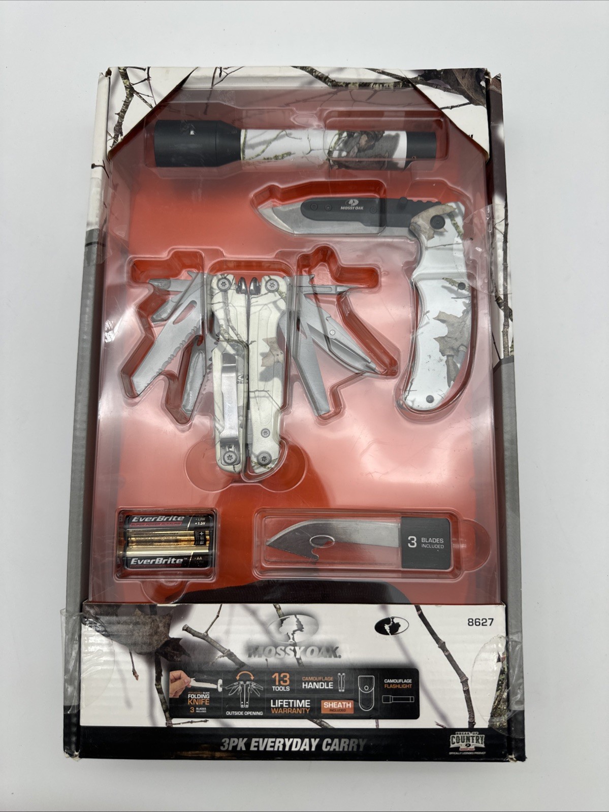 Mossy Oak 3PK Everyday Carry Gift Set – Flashlight – Multi tool – Blade