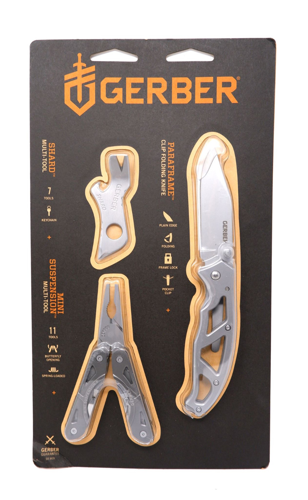 GERBER 31-004160 PARAFRAME KNIFE, SHARD & MINI SUSPENSION MULTI TOOLS – NEW!
