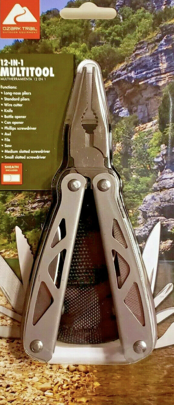 Ozark Trail 12-In-1Multi Tool Pliers,Wire Cutter,Saw, Knife W/Sheath in 3 Colors