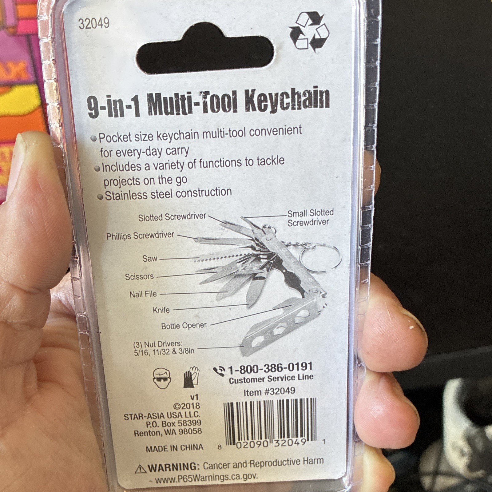 Bozeman 9-in-1 Stainless Steel Multi-Tool Keychain Silver Straight Edge 32049