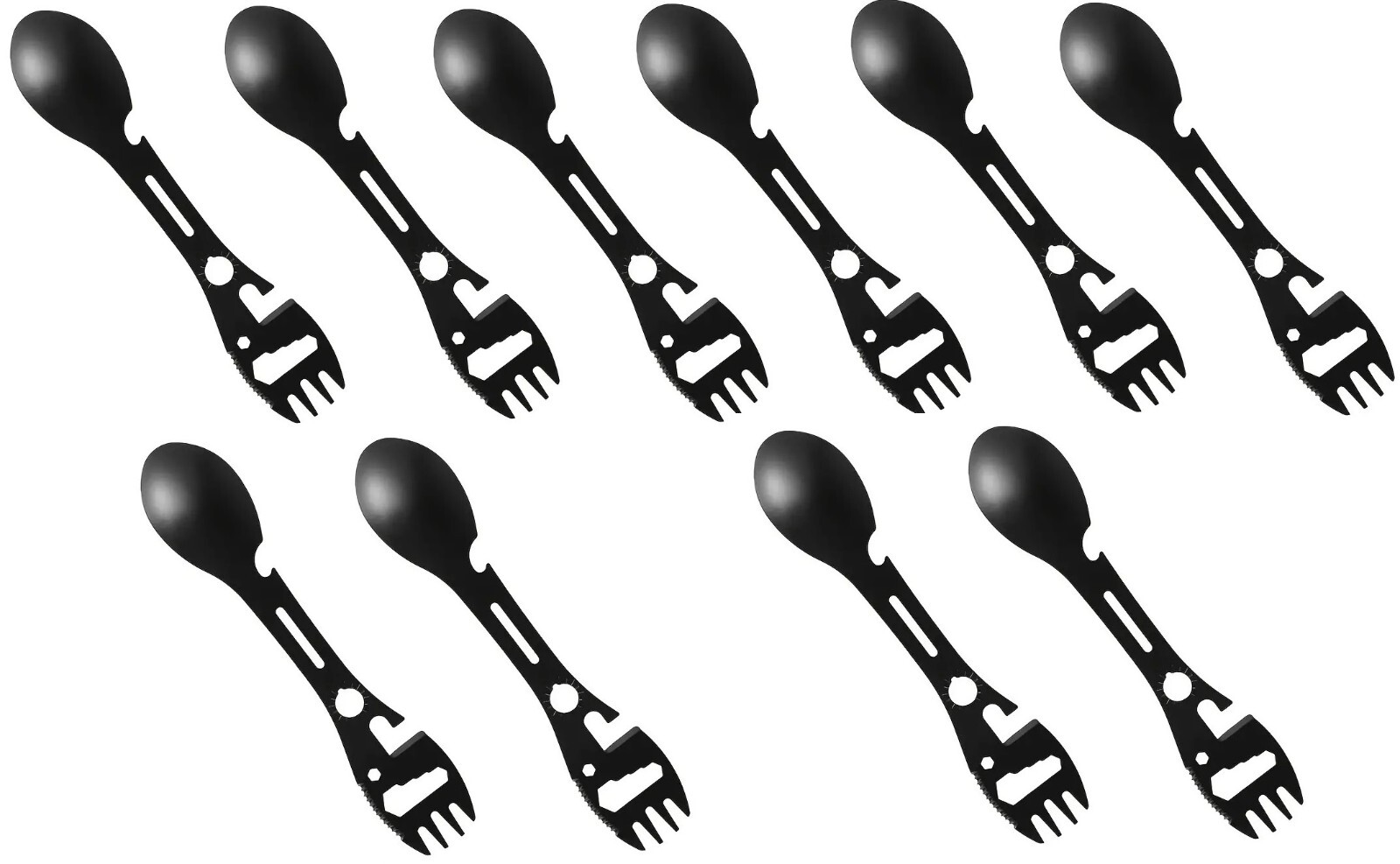 Tactical Multi-Tool Fork Spoon Stainless Steel Survival Camping Prepper MRE 10PK