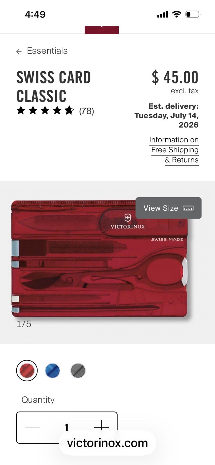 Victorinox SwissCard Classic Red Multi-Tool Card Knife Scissors File Tweezers
