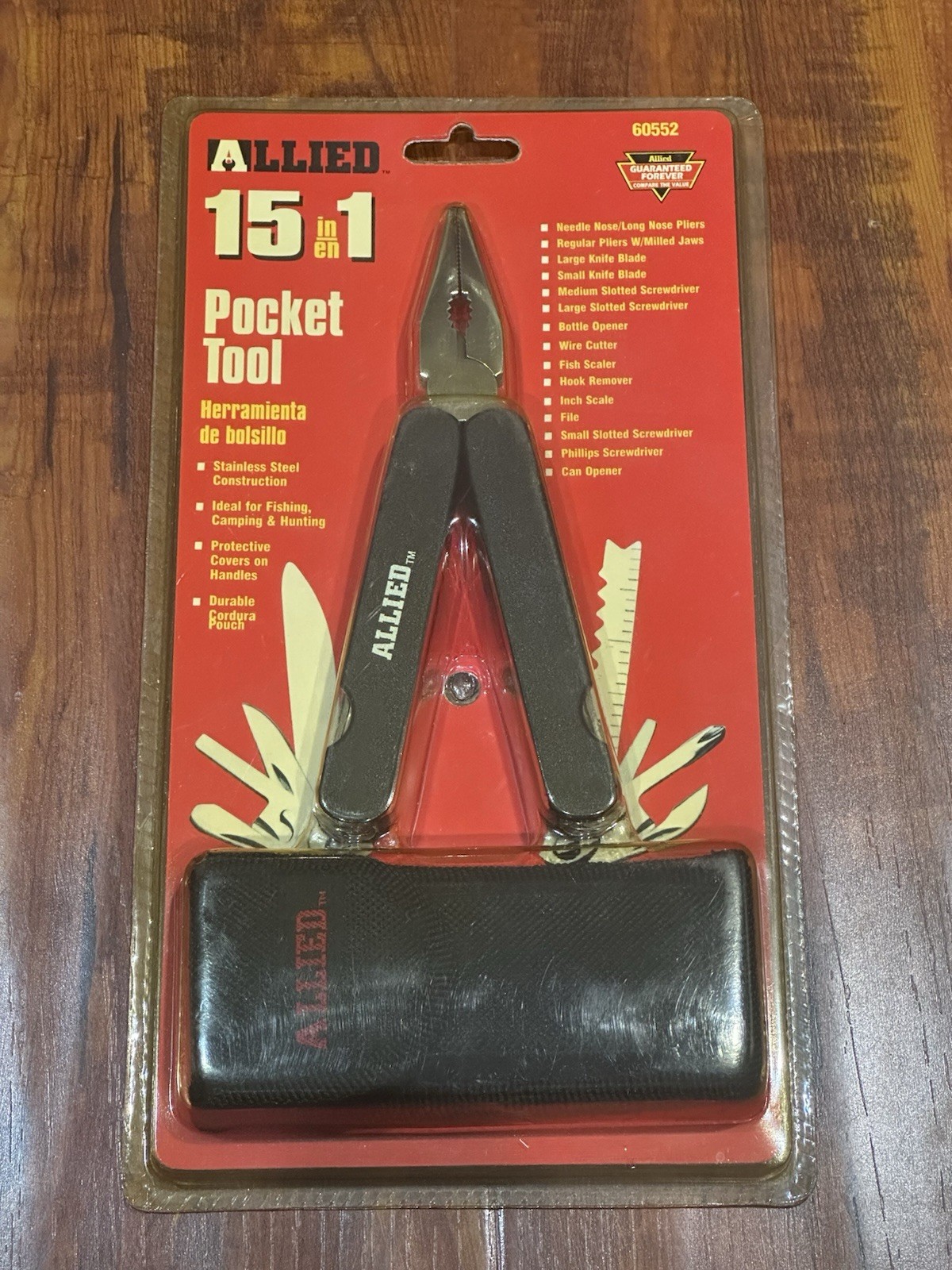 Vintage 1998 Allied 15-in-1 Pocket Knife Pliers Folding Multi Tool w/ Pouch New