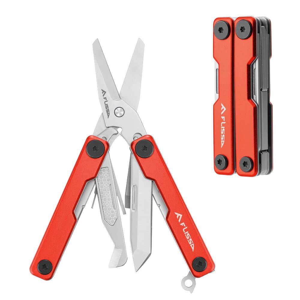 FLISSA Multitool Scissor 11-in-1 Multi Tool Stainless Steel Knife Bottle Opener