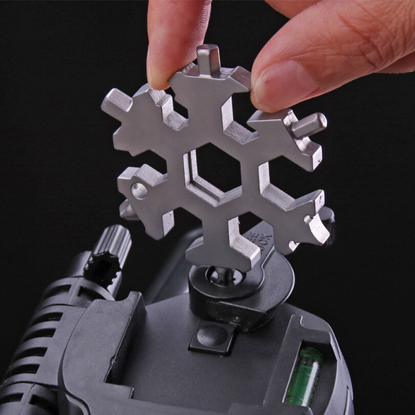 18-In-1 Stainless Steel Multi-tool Snowflake EDC Wrench Screw & Hex Driver
