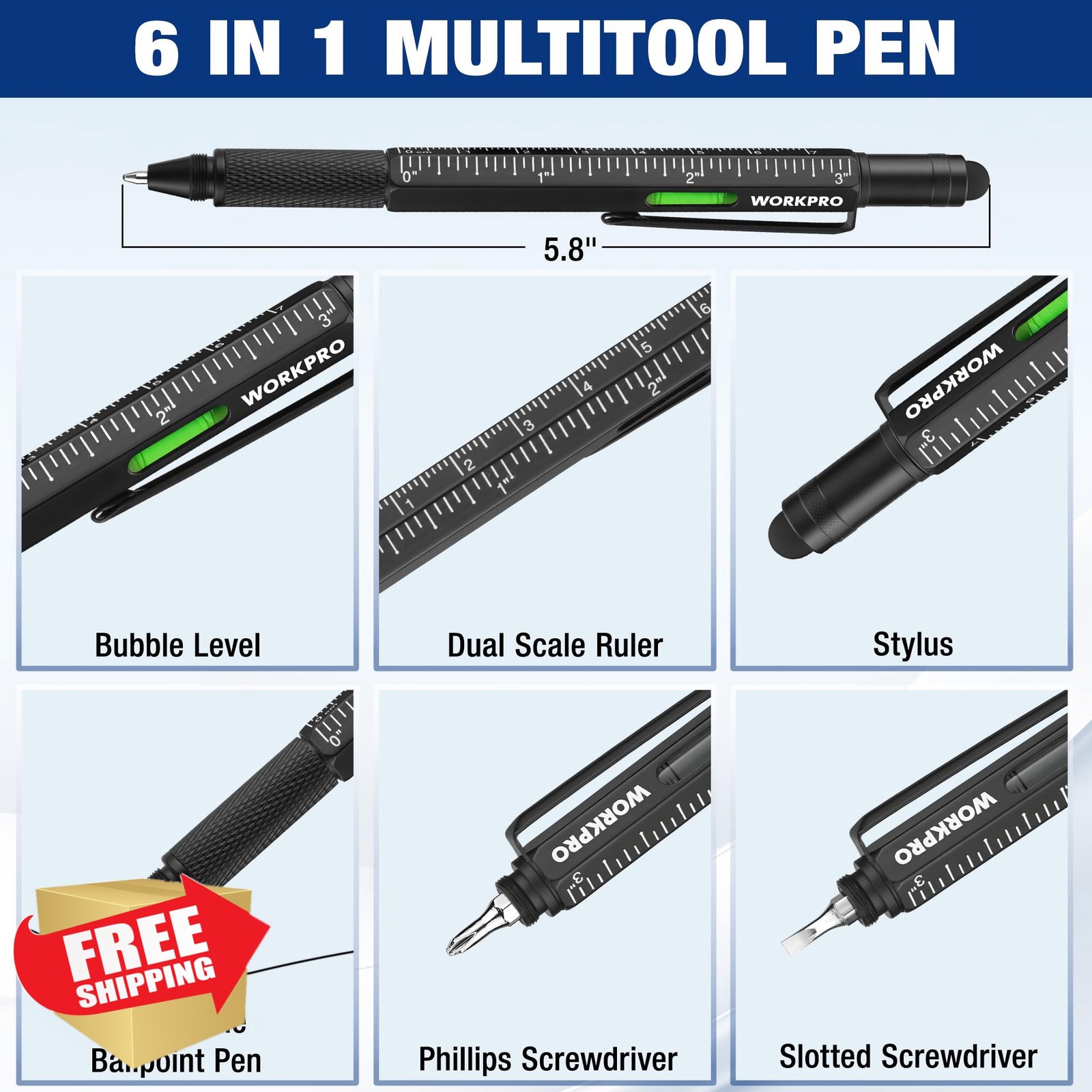 WORKPRO 9 Function Multi-tool Pen Set Gadget Gift