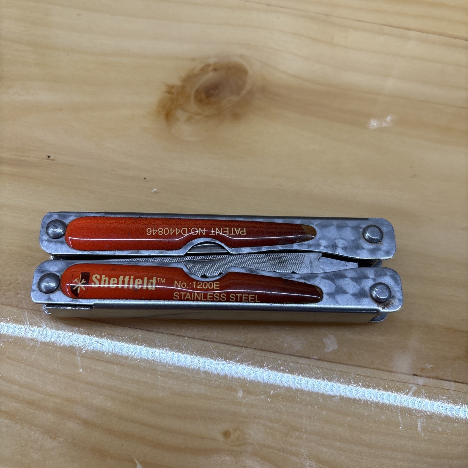 SHEFFIELD #1200E STAINLESS STEEL FOLDING PLIERS & MULTI TOOL KNIFE SAW