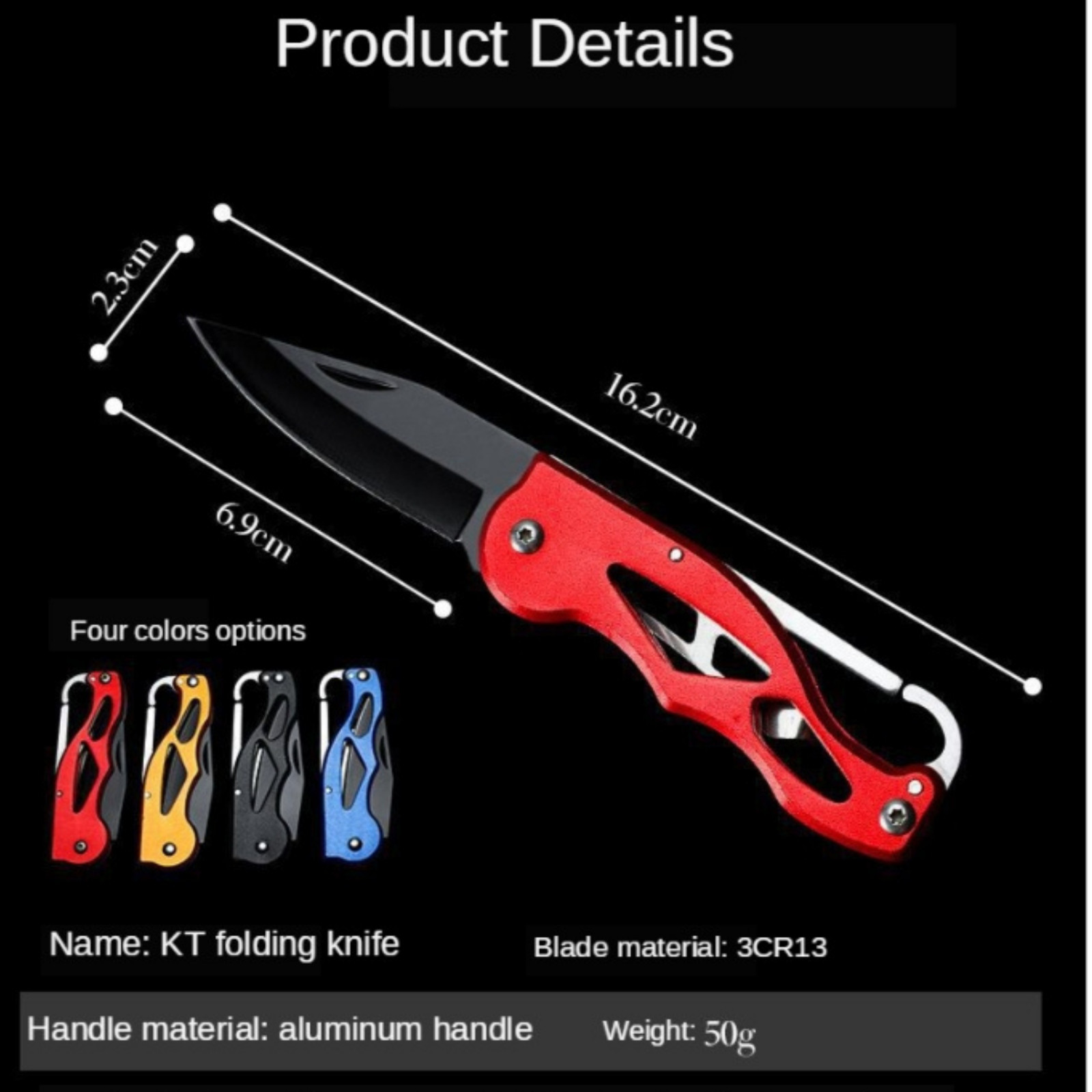 Folding Knife Key Chain Black BladeTactical Portable Pocket Hunting Survival NEW