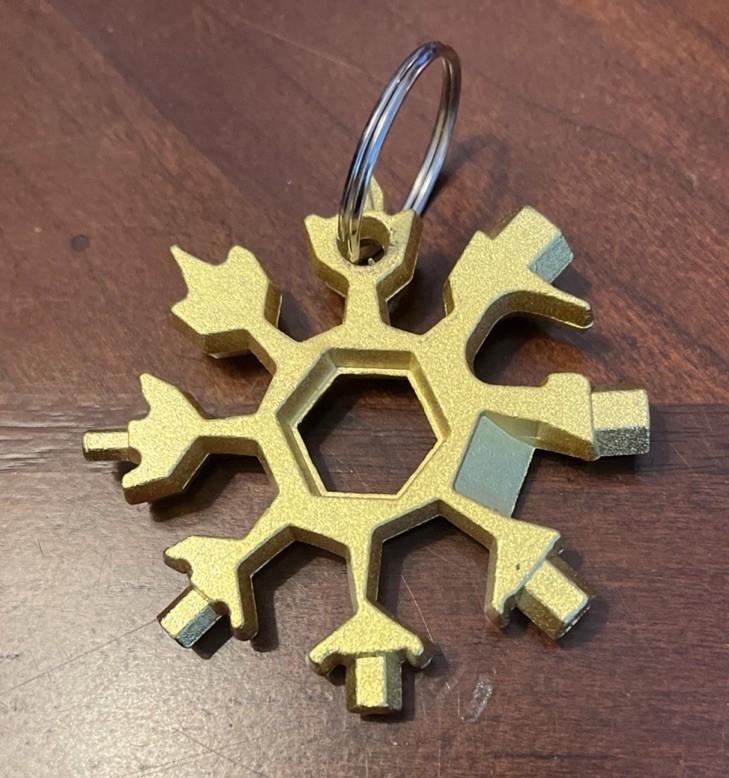 18 In 1 Snowflake Tool Multi Tool Portable Keychain Screwdriver Gold New