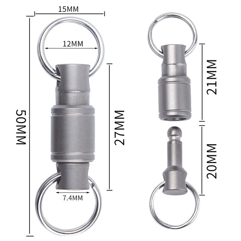 Titanium Alloy 360 Degree Quick Release Hanging Buckle Elastic Keychain Key Ring