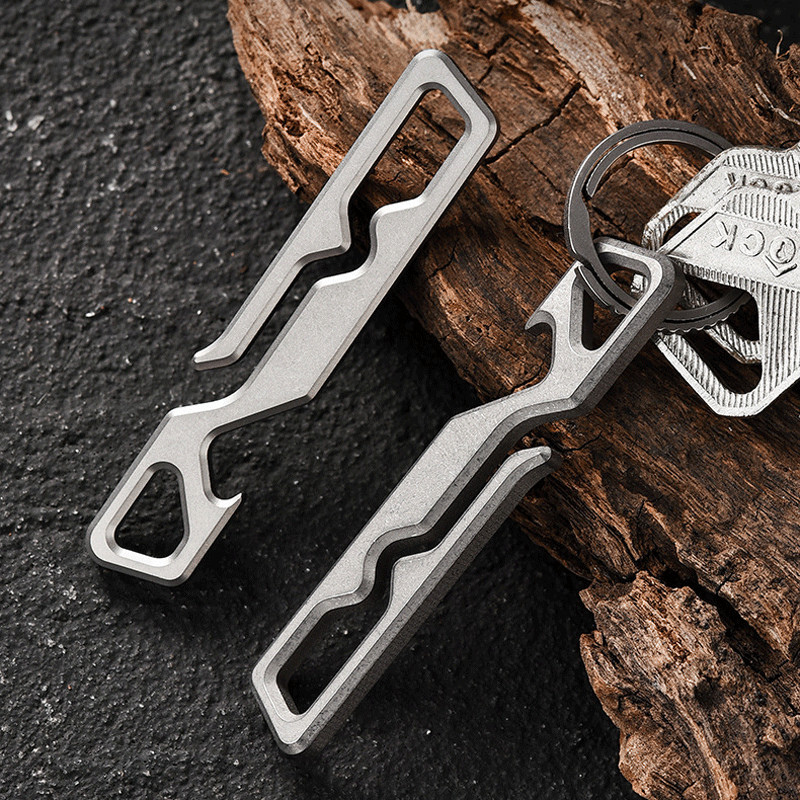 Titanium Belt Loop Keychain Clip Key Holder Belt Clip Carabiner w/ Bottle Opener