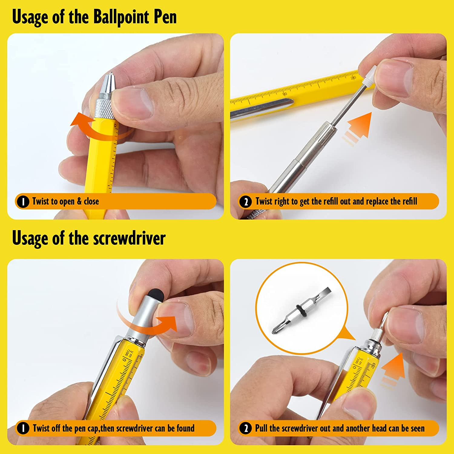Cool Pen Gifts for Men, 6-In-1 Multi Tool Tech Pen Gadgets Tools for Men, Perso