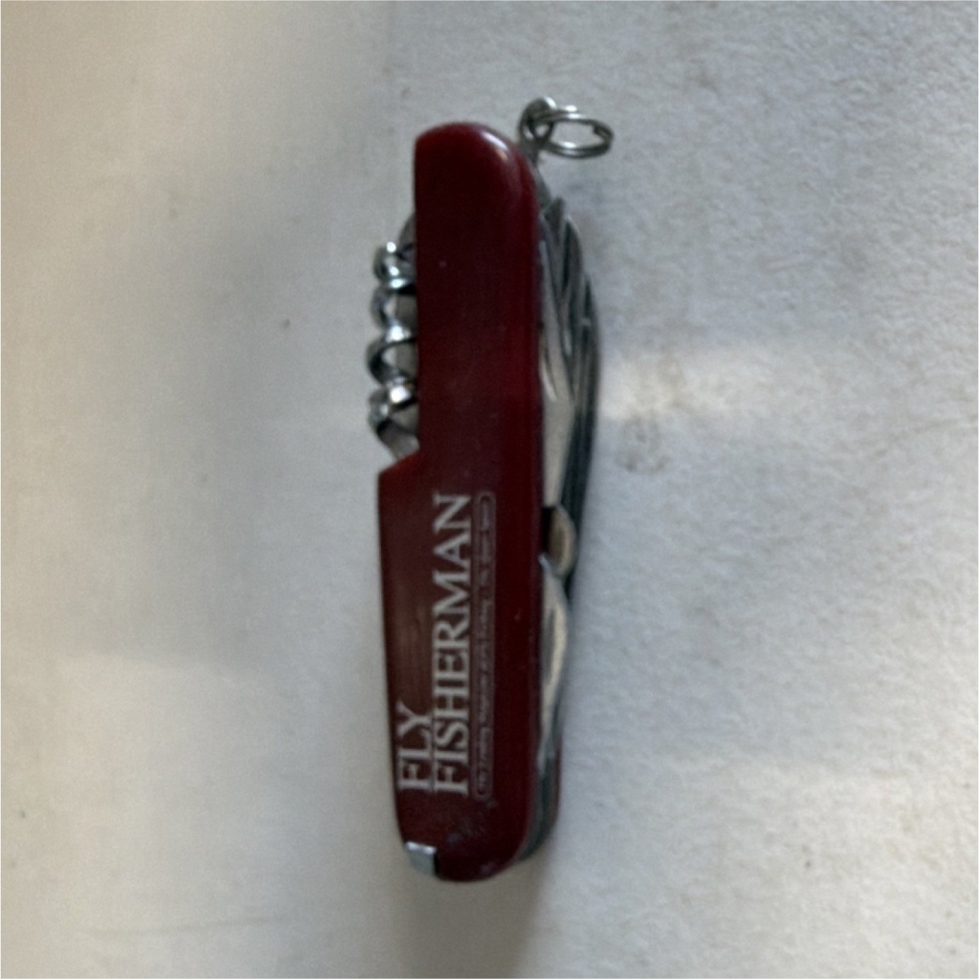 Fly Fisherman Red Multi-Tool Pocket Knife Stainless Steel Corkscrew