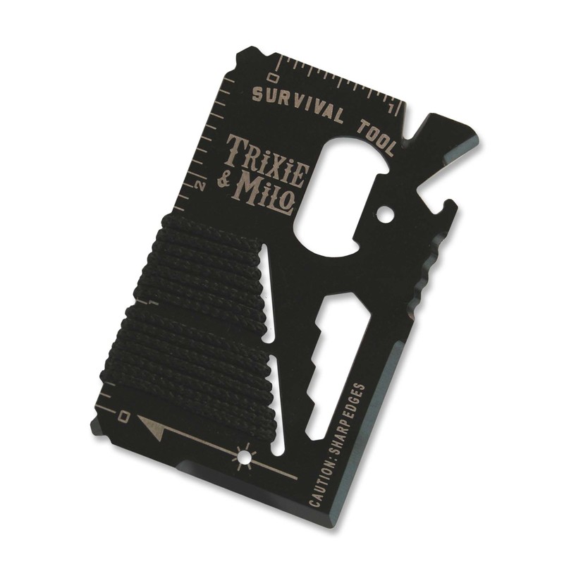 Trixie and Milo TOOL-SURVL Black Stainless Steel Survival Wallet 15-Multi-Tool