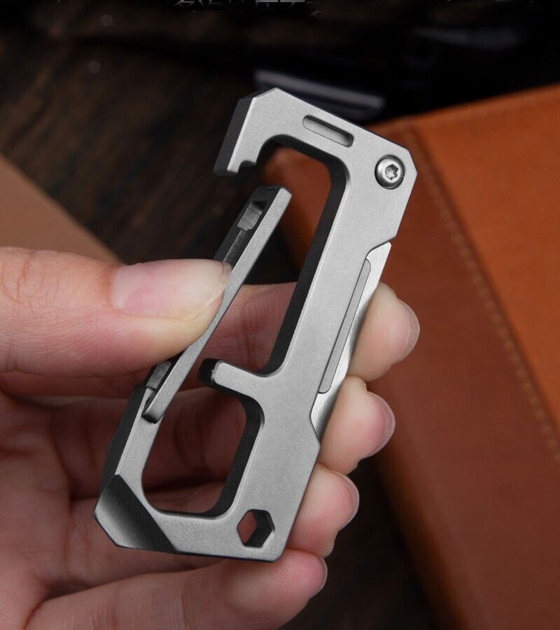Titanium Multi Tools EDC Keychain Carabiner Folding Utility Knife Scalpel Blade