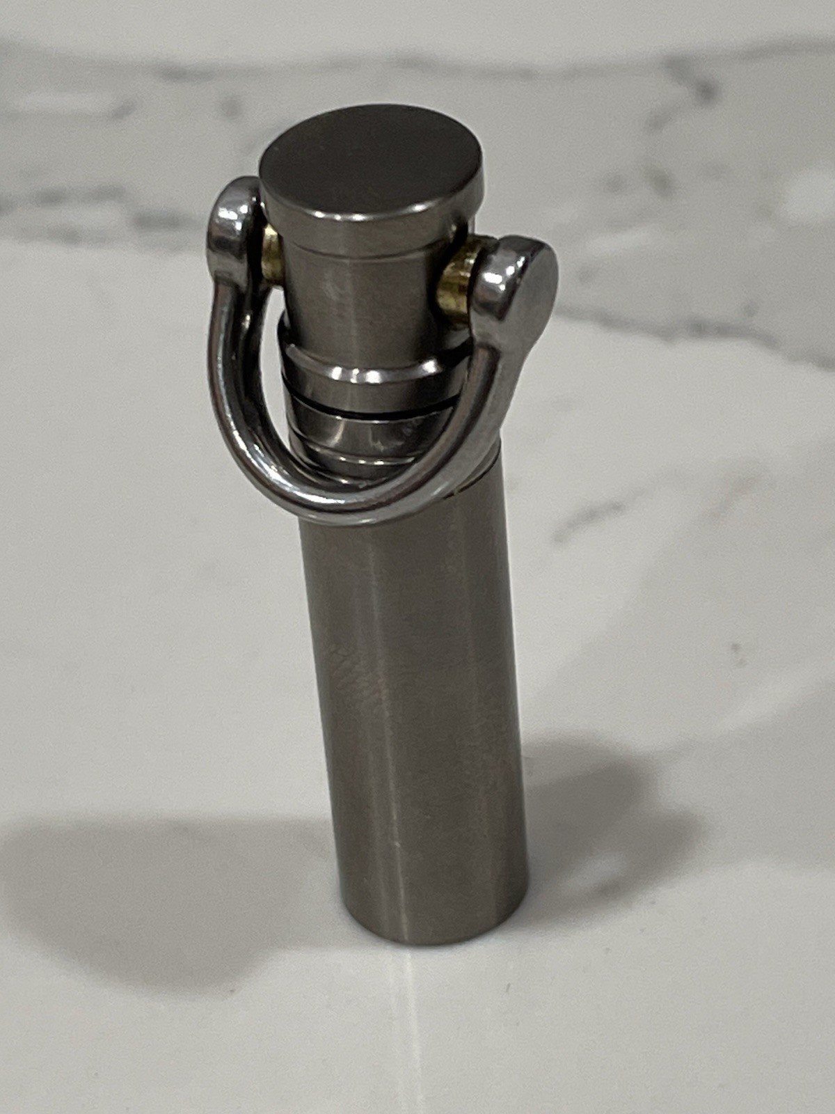 EDC Titanium Keyring Pill Fob Container w/Stainless Steel Keyring, 2-3/8”