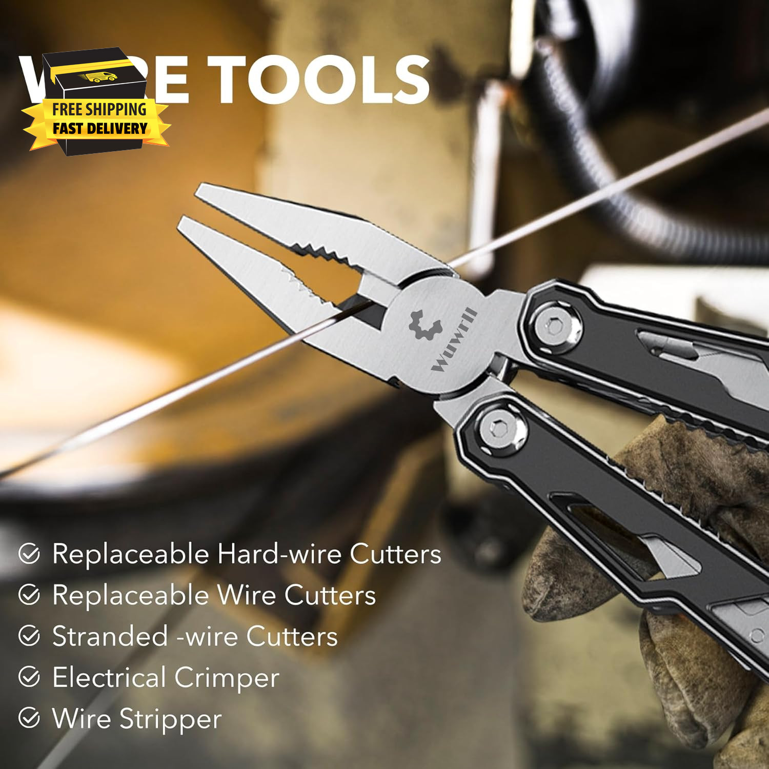 Multitool with Safety Locking,16-In-1 Multi Tool Stainless Steel Pocket Knife Se
