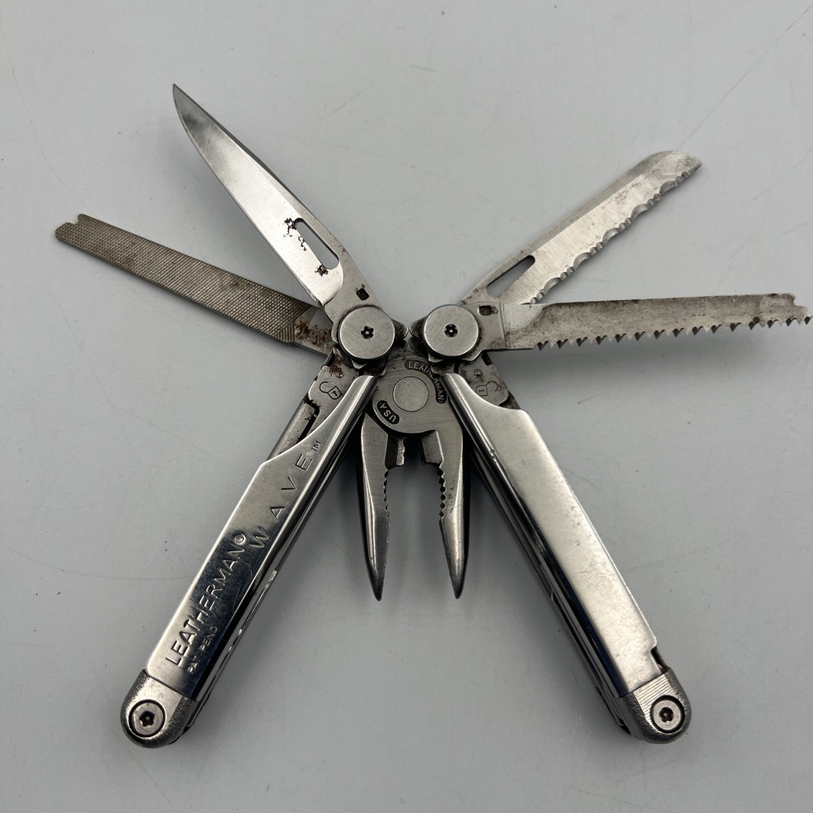 Vintage LEATHERMAN WAVE Pat.Pending Original Multi Tool with leather sheath