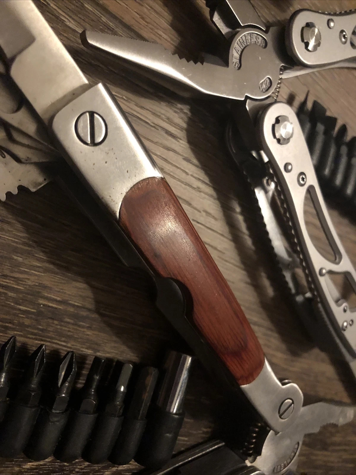 Lot of 2 Winchester Multi-Tools: Winframe & 2CR Wood Handle with Sheaths & Bits