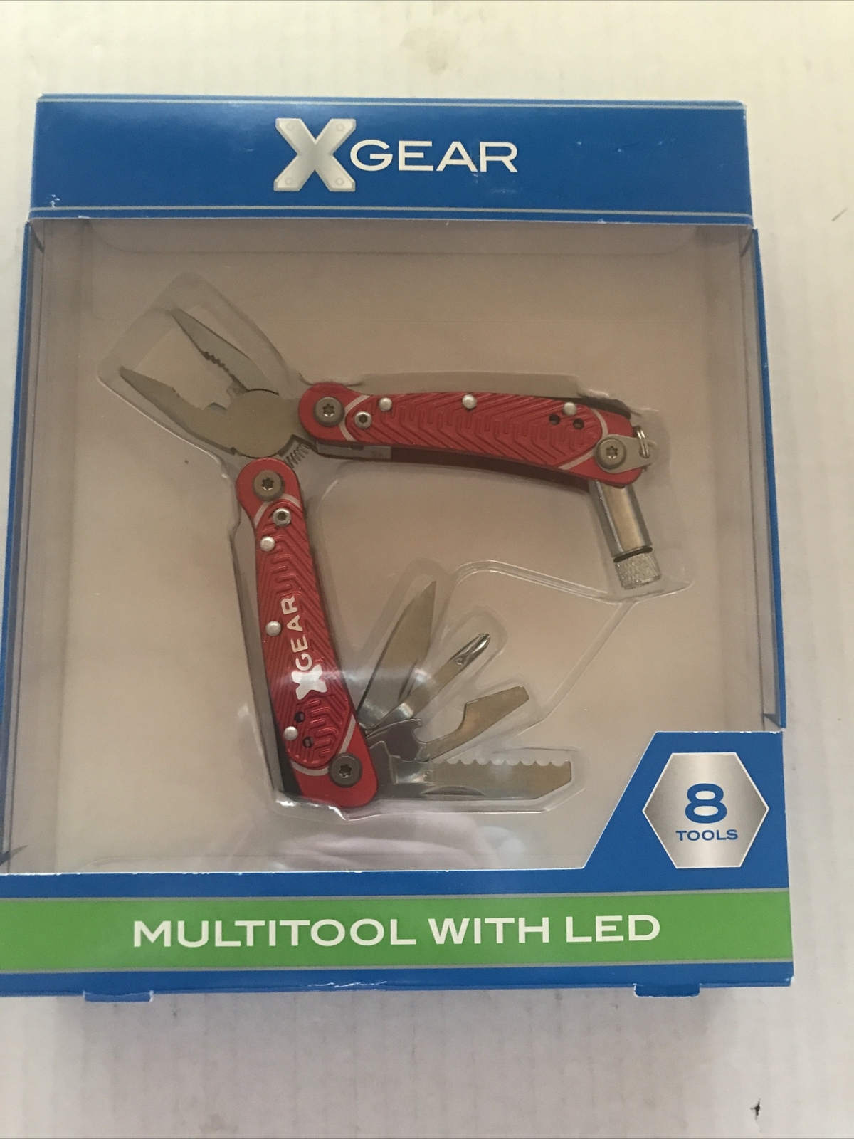X-Gear 8 Tool Men’s Multi-Function Tool w/Led Light Retails $20 Red (2-PO-112)