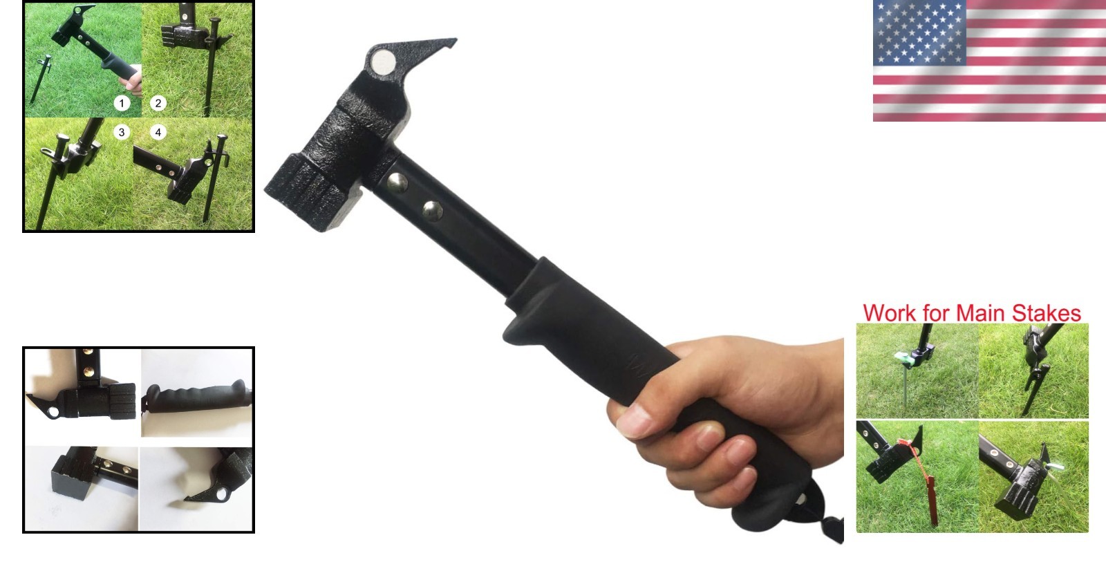 Multifunctional Heavy Duty Hammer with Rubber Grip – For Easy Camping Setup