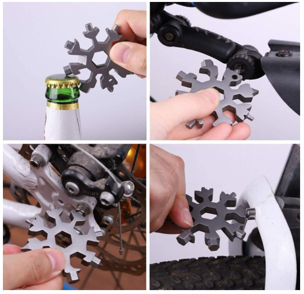 18-in-1 Snowflake Multi Tool, Stainless Steel Bottle Opener Phillips Screwdriver