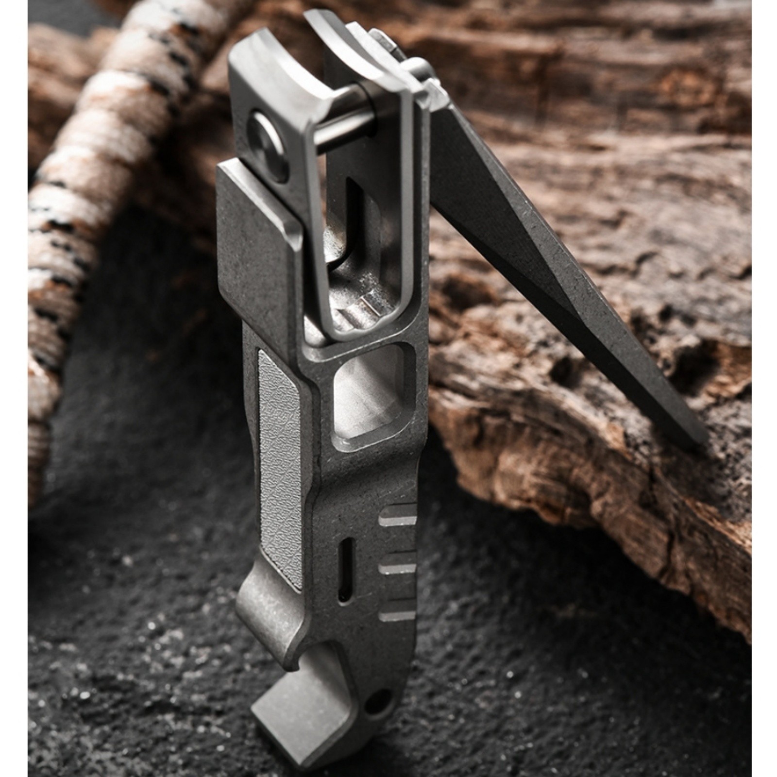 Titanium Alloy Nail Clippers EDC Bottle Opener Buckle File Portable Durable
