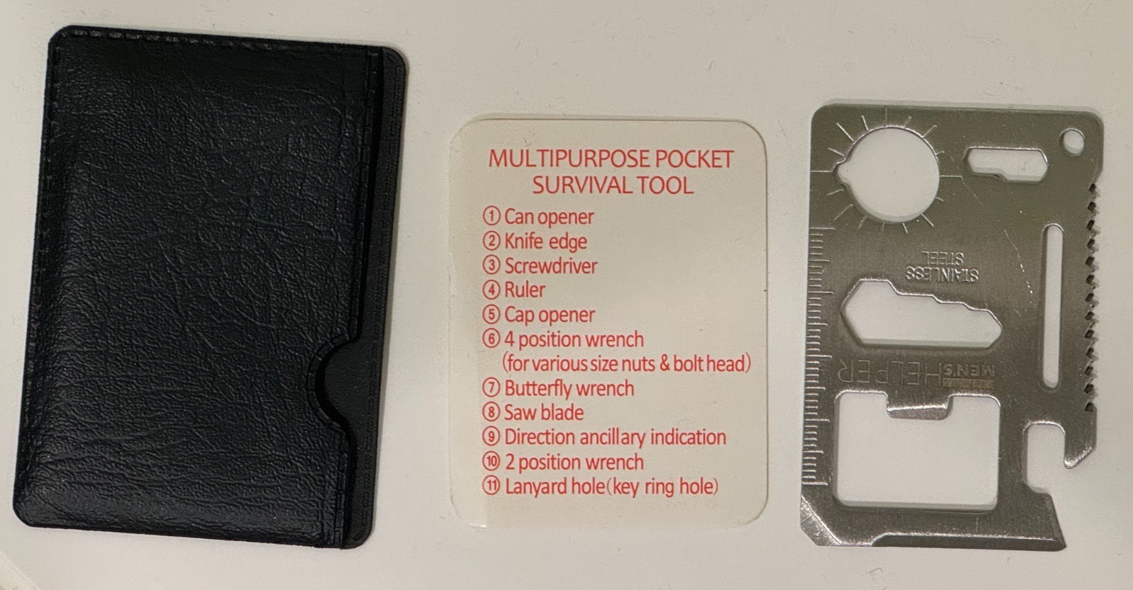11 in 1 Credit Card Size Wallet Knife Stainless Steel Survival Multitool Utility