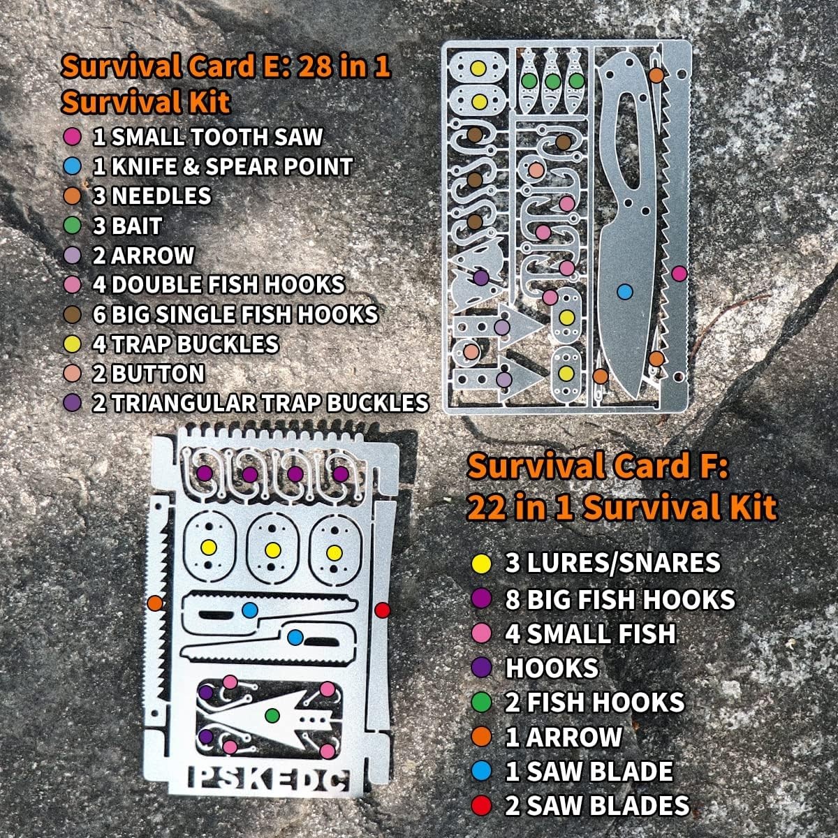 12 Pcs Survival Multitool Card Emergency Camping Tool EDC Kit in Your Wallet …