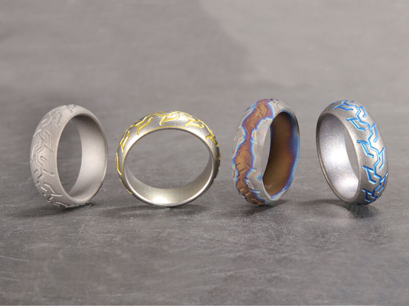 TC4 Titanium Alloy Tire pattern Finger Ring Necklace Pendant bead Decorative EDC