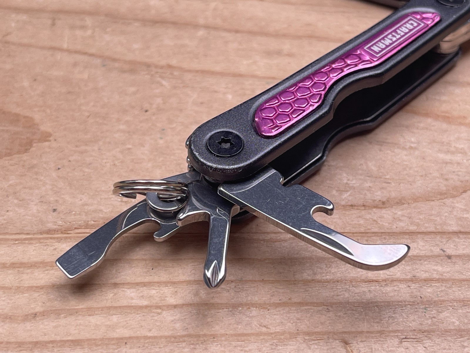 CRAFTSMAN 10-IN-1 Mini Pocket Multi Tool w/Pink Handle & Key Ring