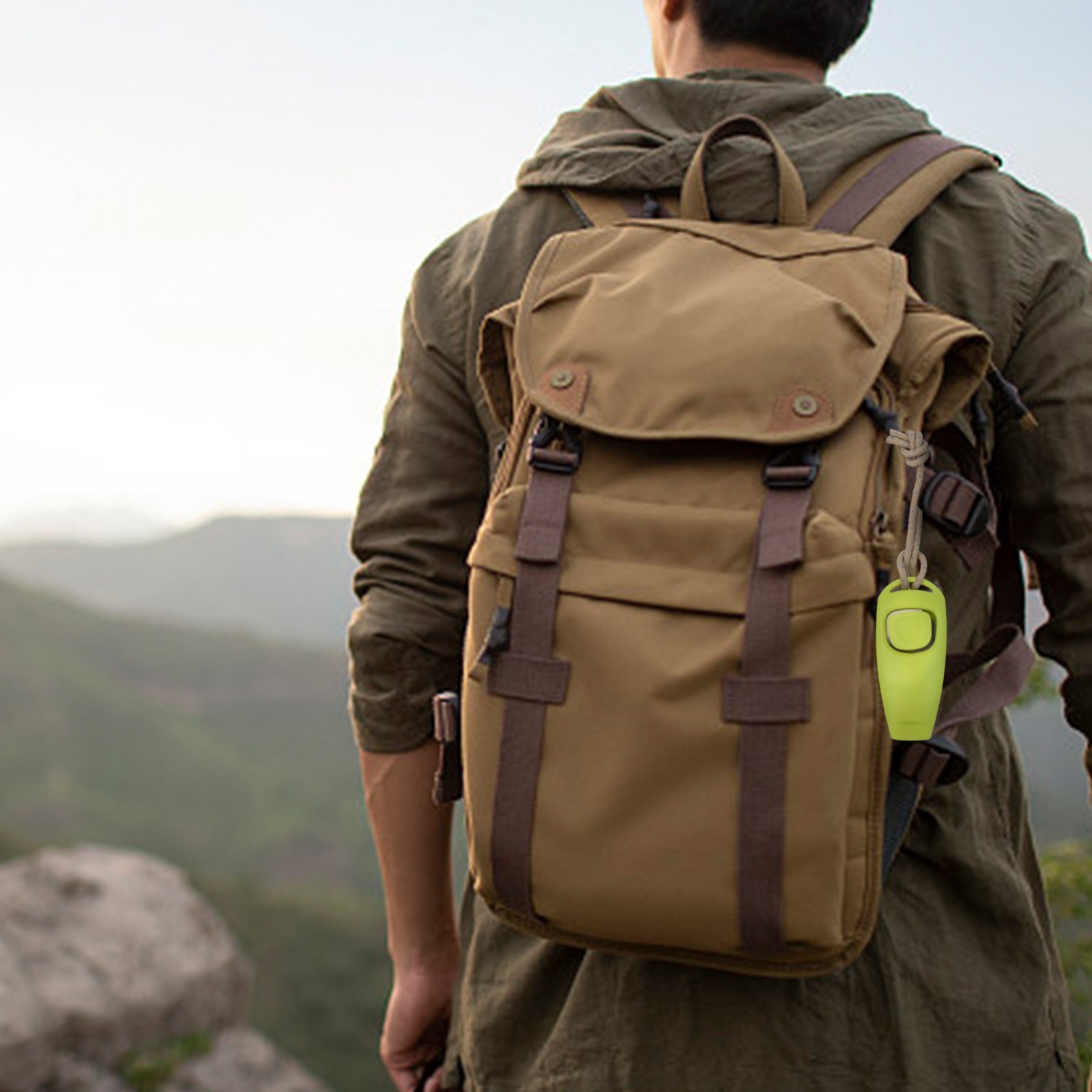 Outdoor Safety Whistle with Attached Rope for Hiking and Mountaineering
