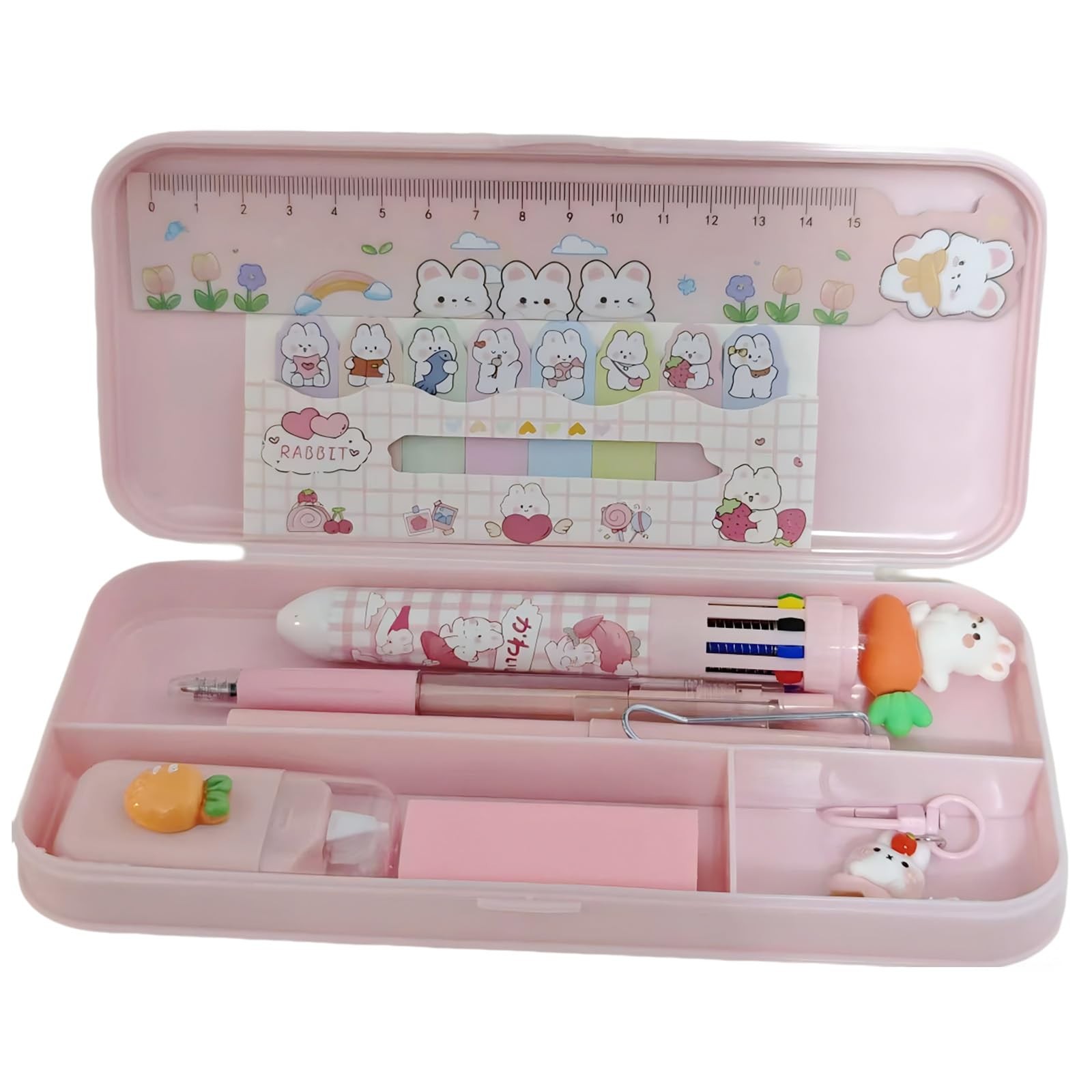 9 Pcs Cute Pink Stationery Set Carrot Rabbit Kawaii Office Supplies Including…