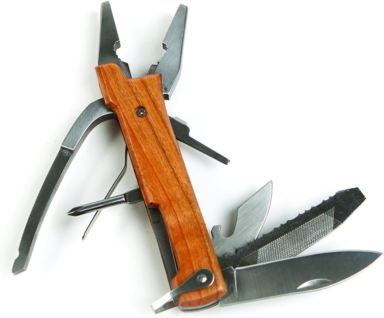 10 in 1 Pocket Compact EDC Gear Equipment Stainless Steel Multi-Tool White Wood