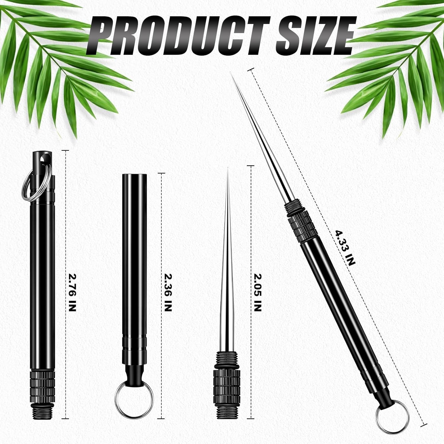 Metal Titanium Toothpicks, 8Pcs Silver Reusable Keychain Telescopic Toothpick