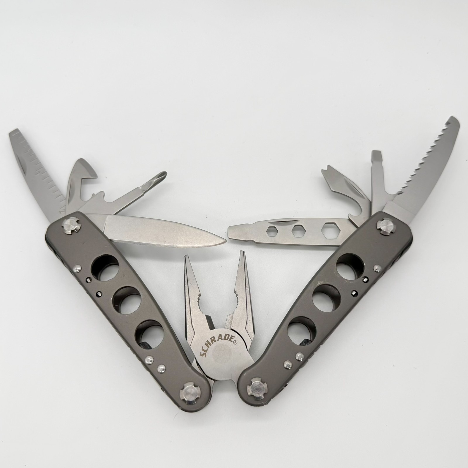 Schrade ST10 Tough Tool 15-in-1 Multi-Tool Pliers Pocket Knife Saw Hex Wrench