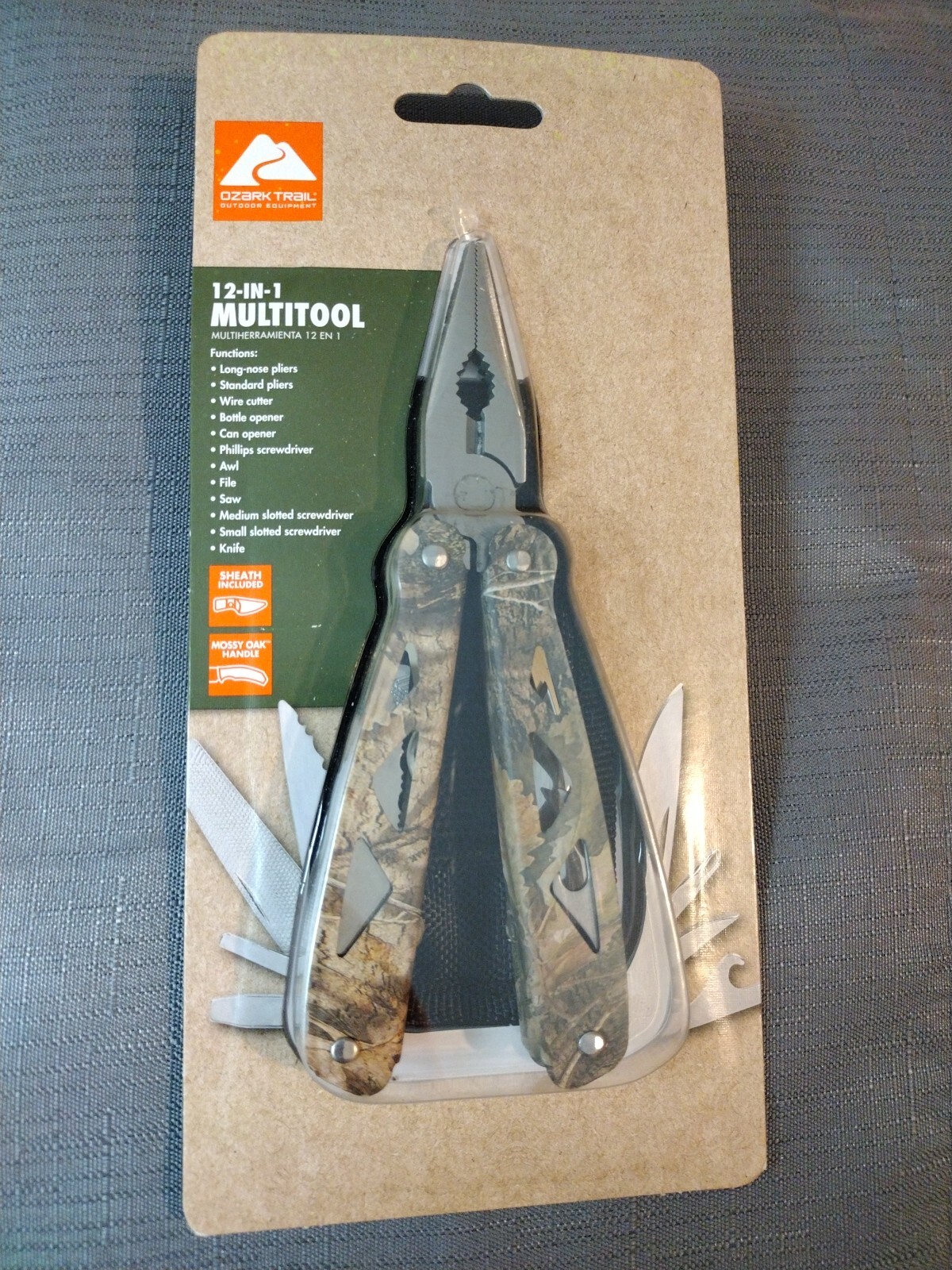 Ozark Trail 12-In-1 Multi-Tool w/Sheath Hiking Outdoors Camping Tool CAMO