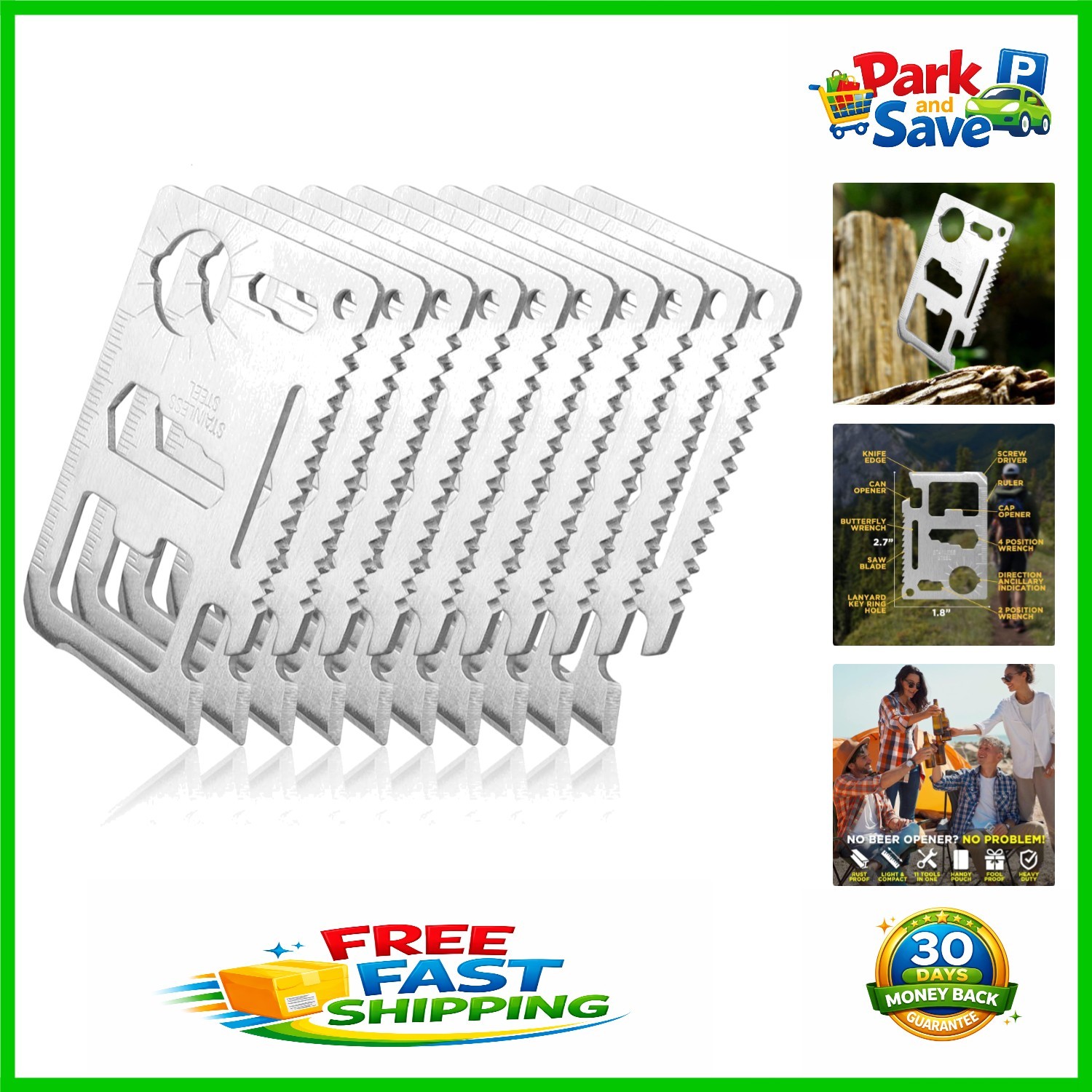 11-in-1 Credit Card Survival Tool – Ultimate Stainless Steel Companion for Men