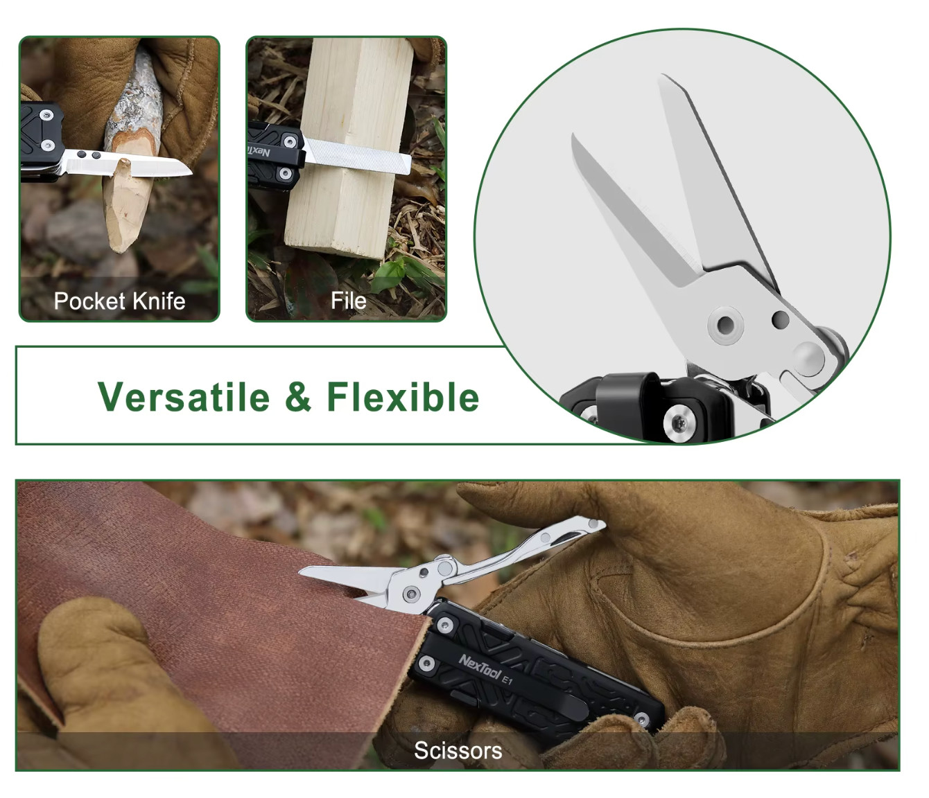 NexTool Pocket Multitool E1 10 In 1 Folding Knife Scissors File Outdoor Hiking