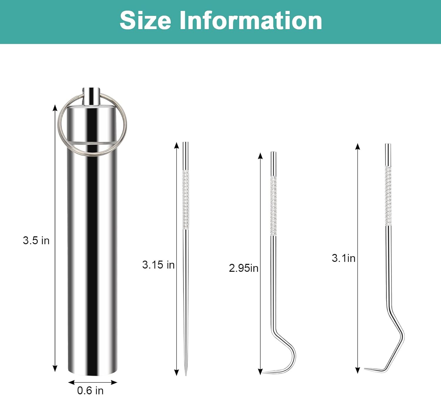 3 Pieces 2 Set Metal Toothpicks Kit, Reusable Toothpick Holder Portable Stainles