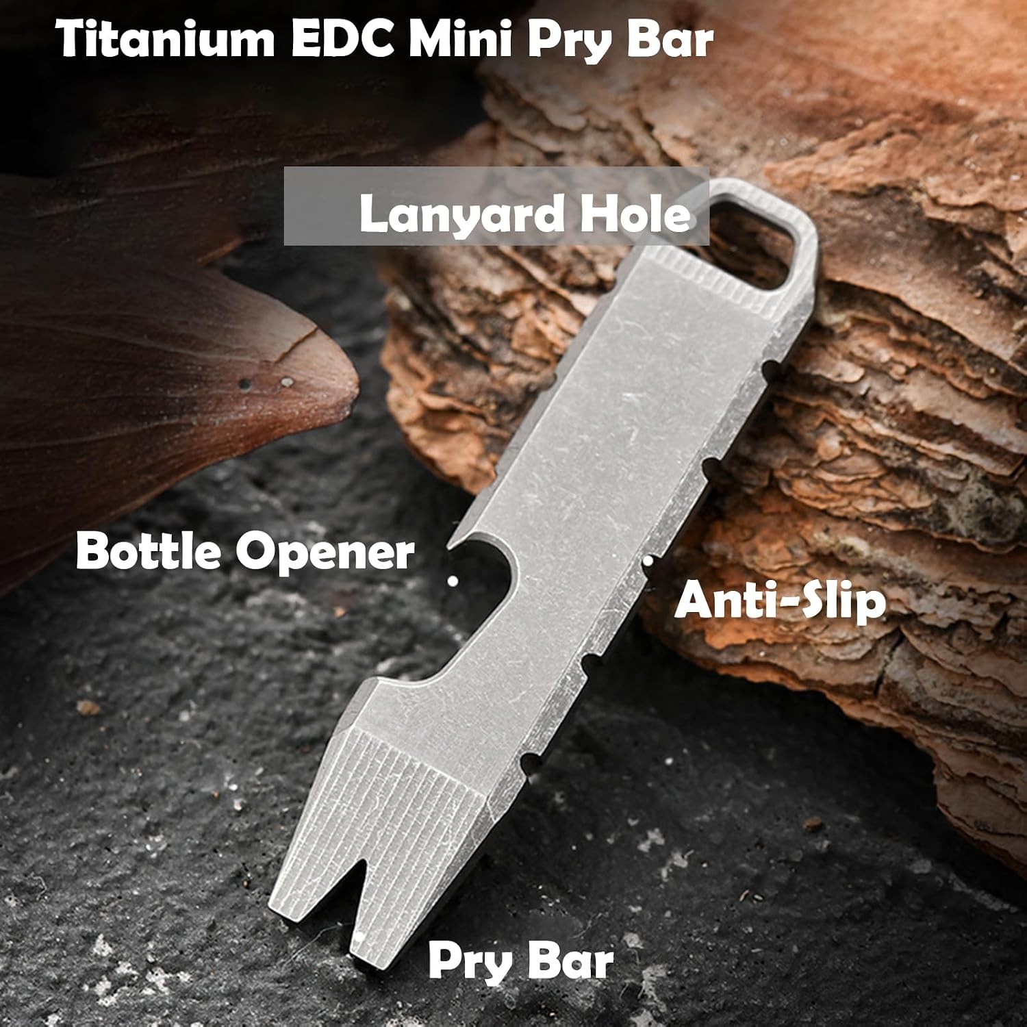Hamans Mini Pry Bar Multi Tool Titanium Bottle Opener Keychain Screwdriver