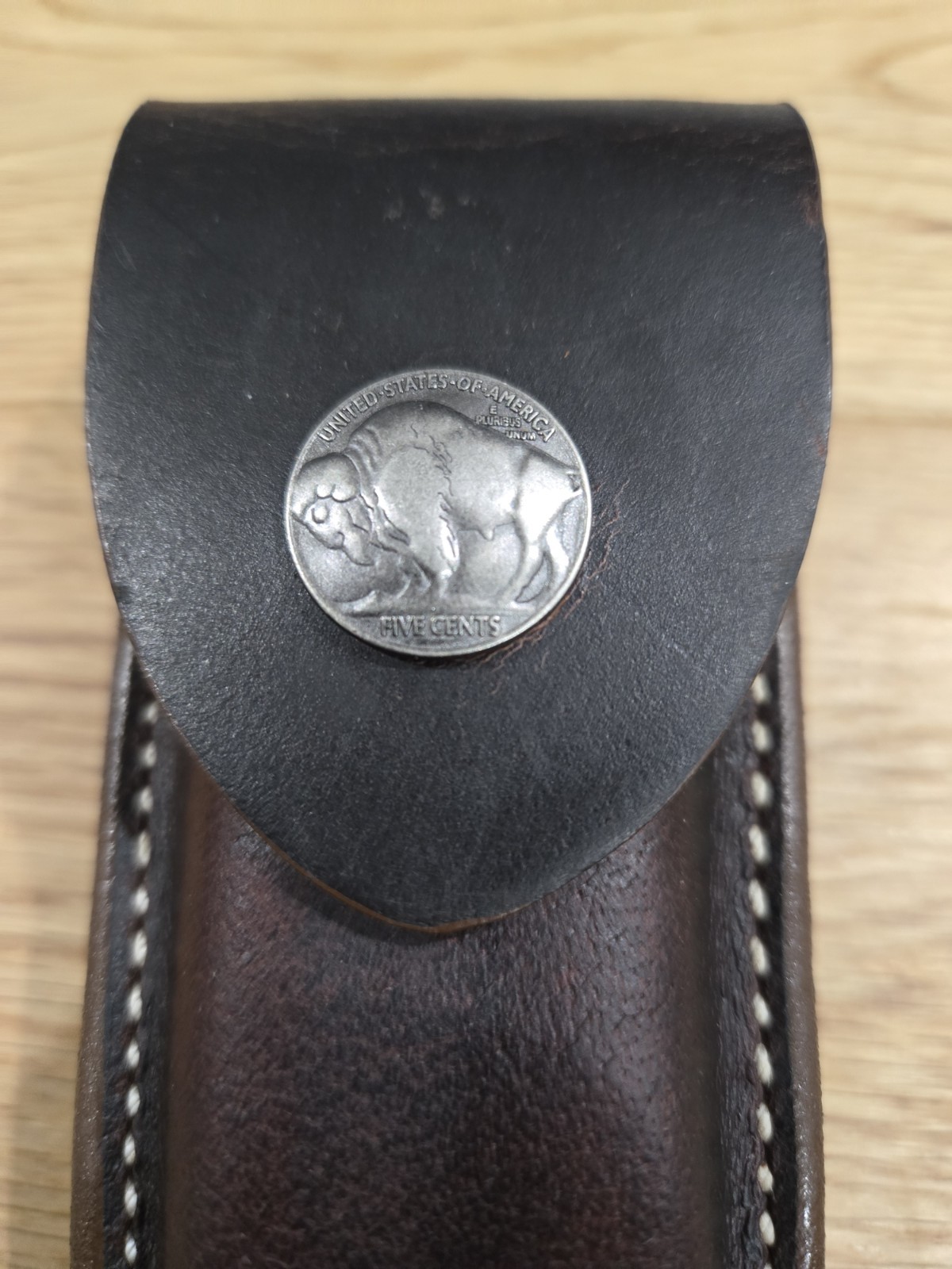 Leatherman Wave leather Sheath with belt clip. Buffalo snap. Sheath only.