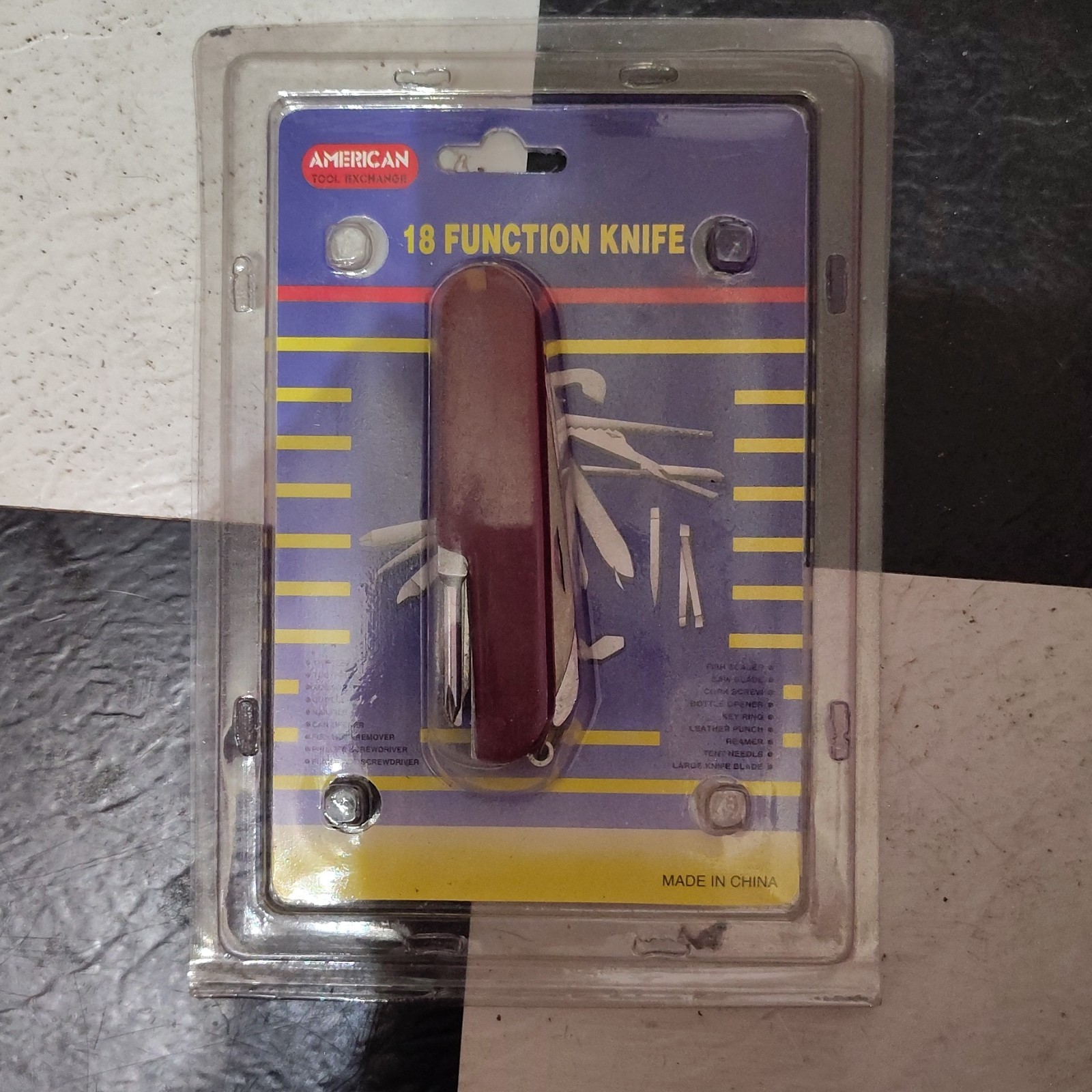 American Tool Exchange 18-Function Multi-Tool Knife Stainless Steel Red